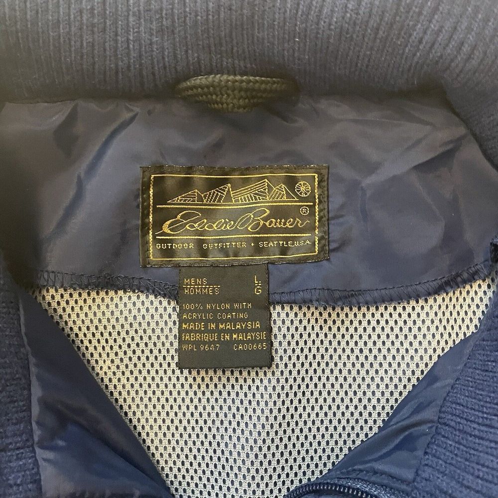 Vintage Eddie Bauer Windbreaker Packable Zip Up Jacket Hooded Men's Size L - Picture 2 of 15
